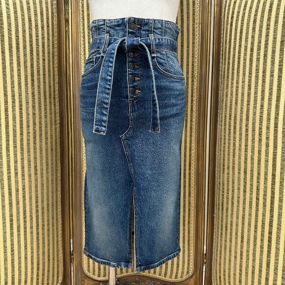 Veronica Beard High Waisted Denton Corset Jean Skirt Size 4 - Picture 4 of 11